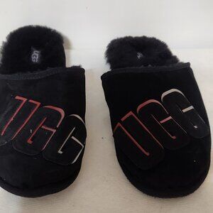 UGG Men's Black Suede Slip On Slippers Wool Lined Sie 12
